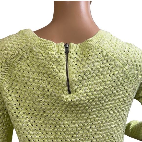 American Eagle Large Neon Open Cable Knit Sweater with Exposed Zipper  Y2K Style - Picture 2 of 10